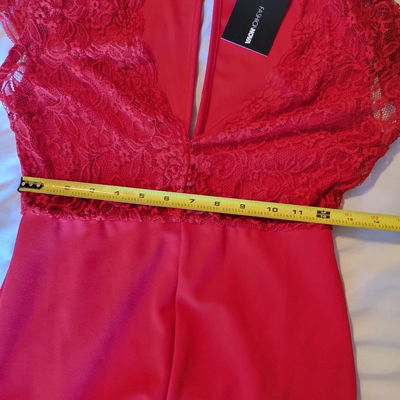 Fashion Nova New Lovely Lace Jumpsuit Red Size M - Picture 8 of 13